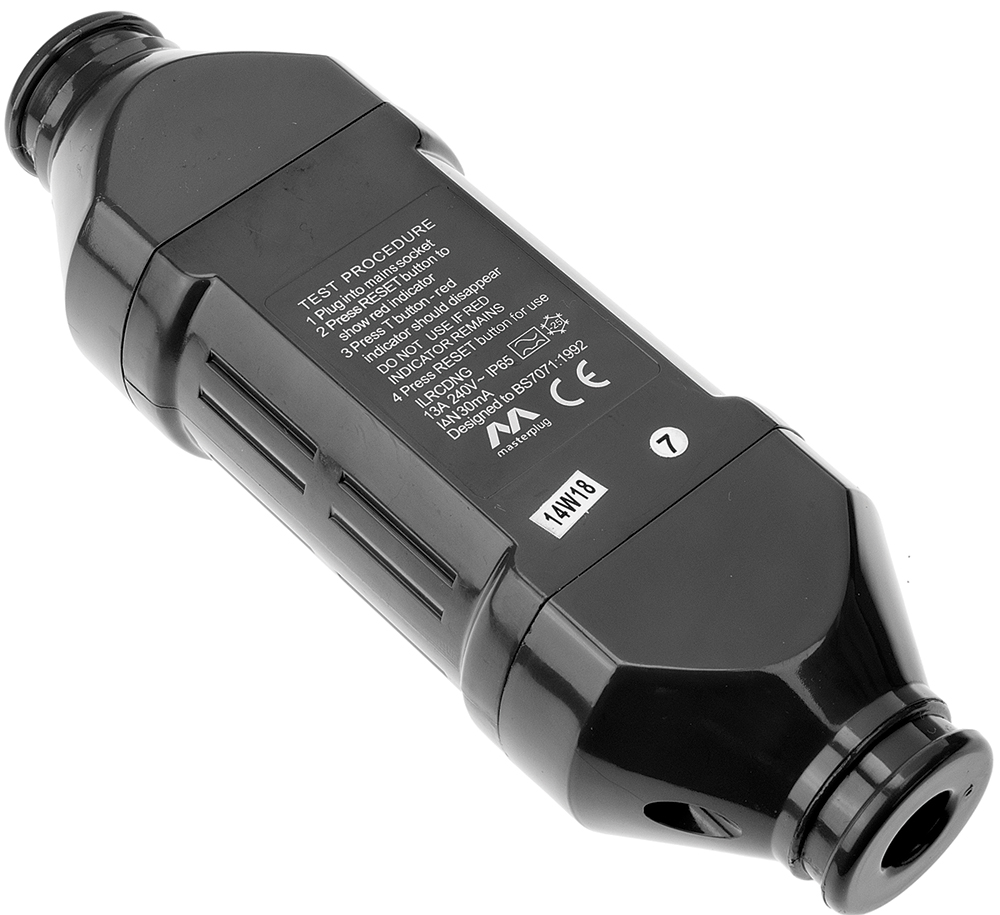 ilrcdng-mp Masterplug Inline Mains RCD Connector Adapter, 13A 2 Pole,240V ac