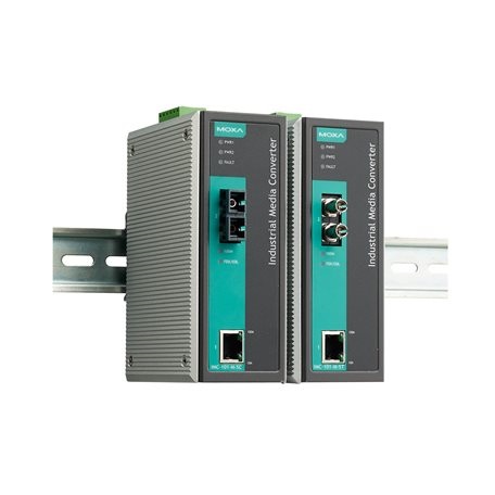 MOXA RJ45, 10/100 T Ethernet Media Converter, Multimode, 100Mbps, Full Duplex 5 km