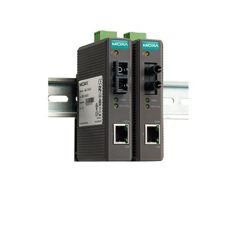 MOXA RJ45, 10/100 T Ethernet Media Converter, Multimode, 100Mbps, Full Duplex 5 km
