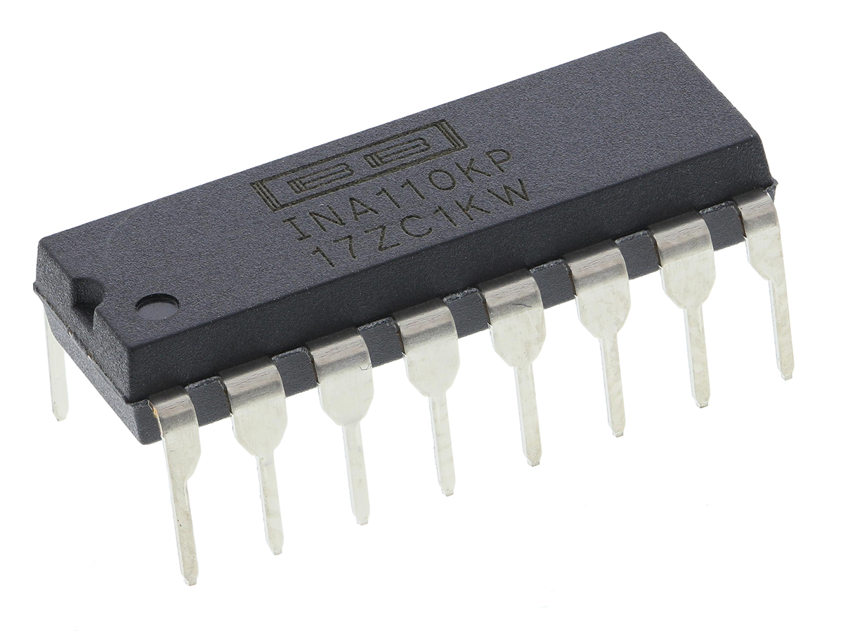 INA110KP Texas Instruments Instrumentation Amplifier, 500 μV Offset 2.5 MHz, 16-Pin 4.5 mA PDIP