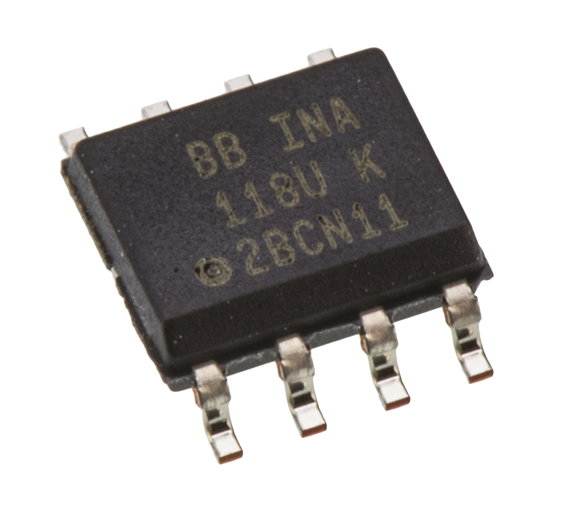 INA118U Texas Instruments Instrumentation Amplifier, 125 μV Offset 800 kHz, 8-Pin 0.385 mA SOIC