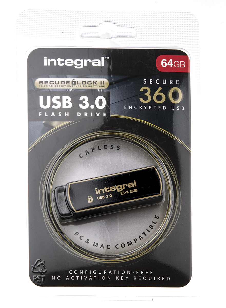 Integral Memory 64 GB USB 3.0 Software Encrypted Flash Drive