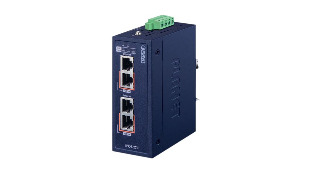 Planet 2 Port PoE Injector, 12V dc, 56 V dc Input 180 W, 12V dc, 56 V dc Output
