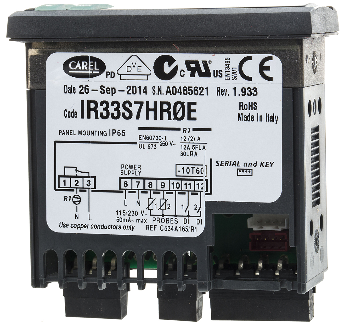 ir33s7hr0e Carel ir33 smart Panel Mount PID Temperature Controller 3 Input, 1 Output Relay 230V ac Electronic
