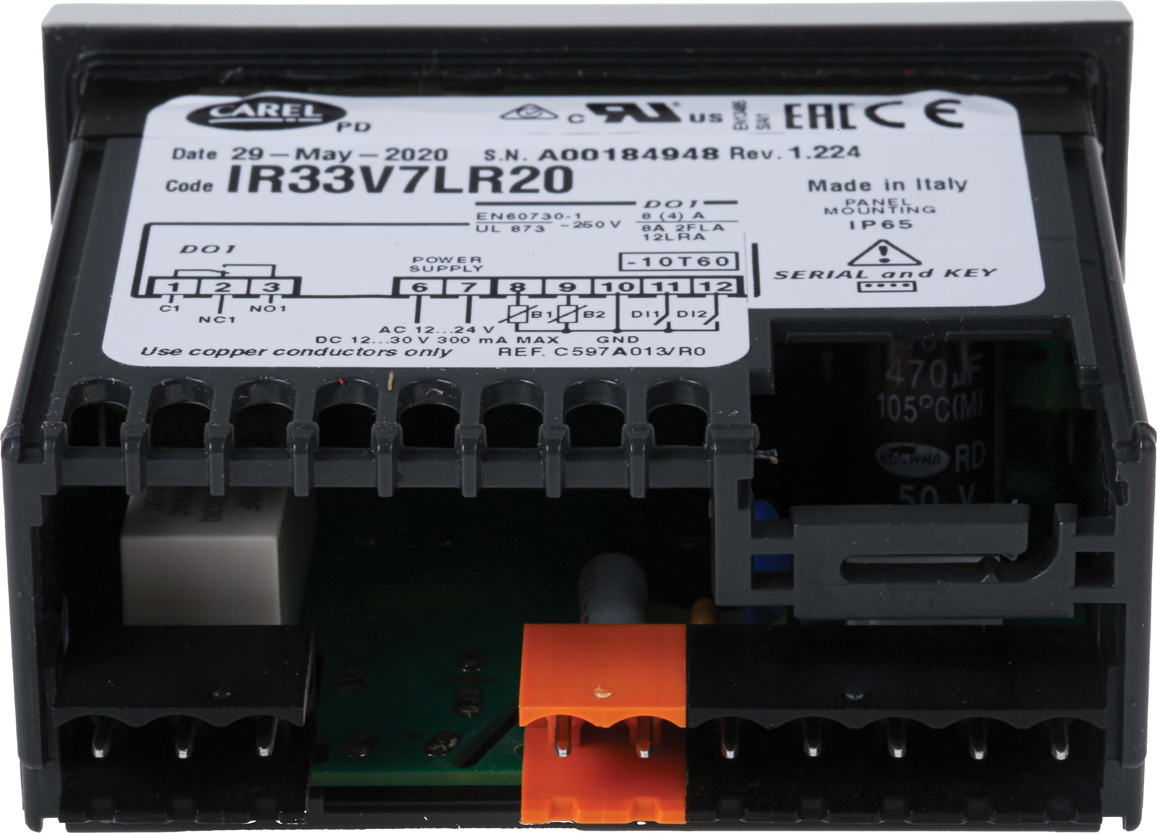 ir33v7lr20 Carel IR33-DN33 Universal Panel Mount PID Temperature Controller 2 Input, 1 Output Relay 24V ac/dc PID Controller