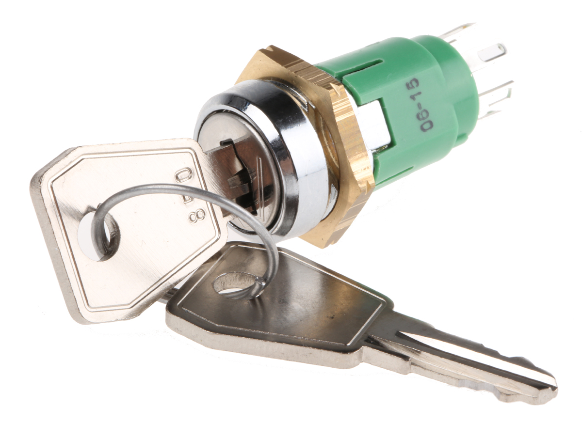 Lorlin Key Switch, DPDT, 1A 2-Way Common-Key