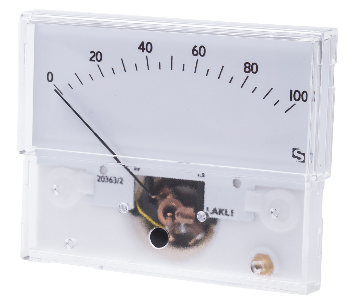 Sifam Tinsley Analogue Panel Ammeter 25 A AC/DC, 32.3 mm x 73.7 mm, ±1.5 % Taut Band Centre Magnet Movement