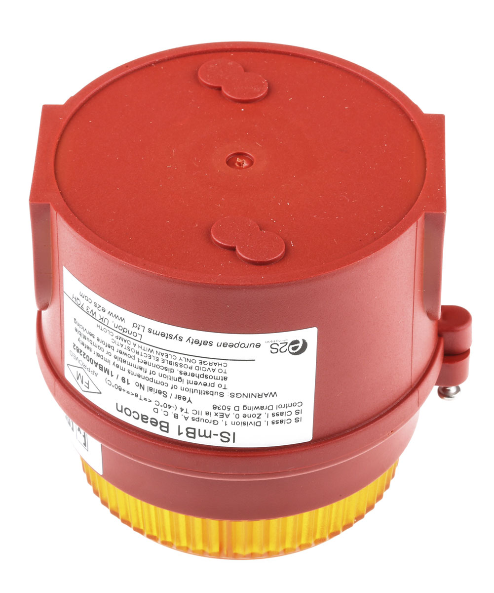 is-mb1-ra e2s IS-mB1 Series Amber Flashing Beacon 28V dc, LED Bulb Surface, IP65