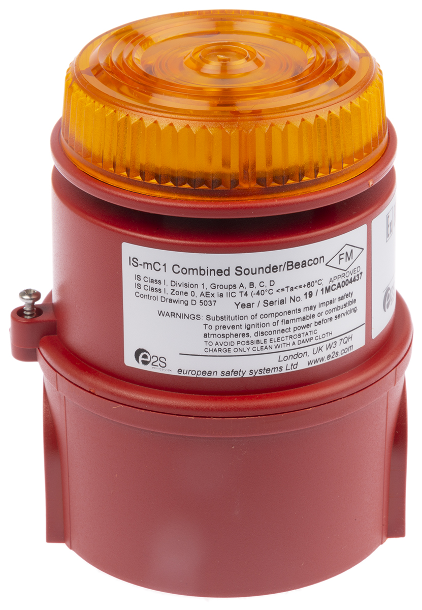 e2s IS-MC1 Series Amber Sounder-Beacon Combination, IP65 28V dc Surface 100 dB @ 1m