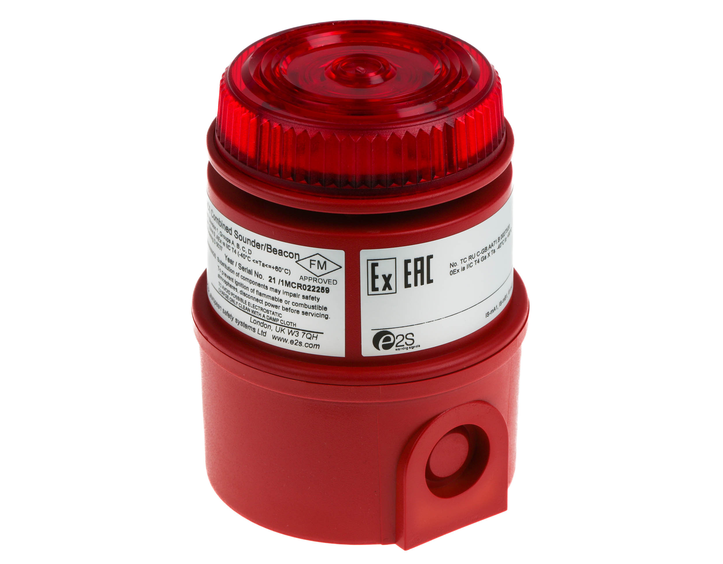 e2s IS-MC1 Series Red Sounder-Beacon Combination, IP65 28V dc Screw, Surface 100 dB @ 1m