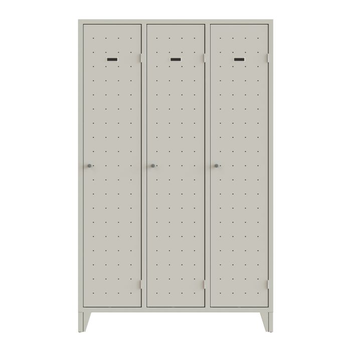 Armet 3 Door Ventilated Steel Grey Locker, 1920 mm x 1200 mm x 500 mm