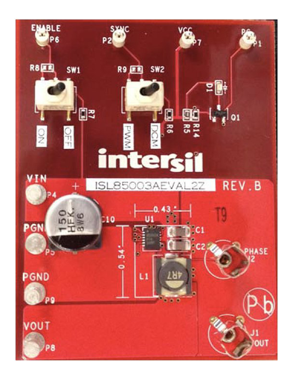 Renesas Electronics Evaluation Board Buck Regulator for ISL85003FRZ, ISL85003AFRZ for ISL85003AFRZ Synchronous Buck