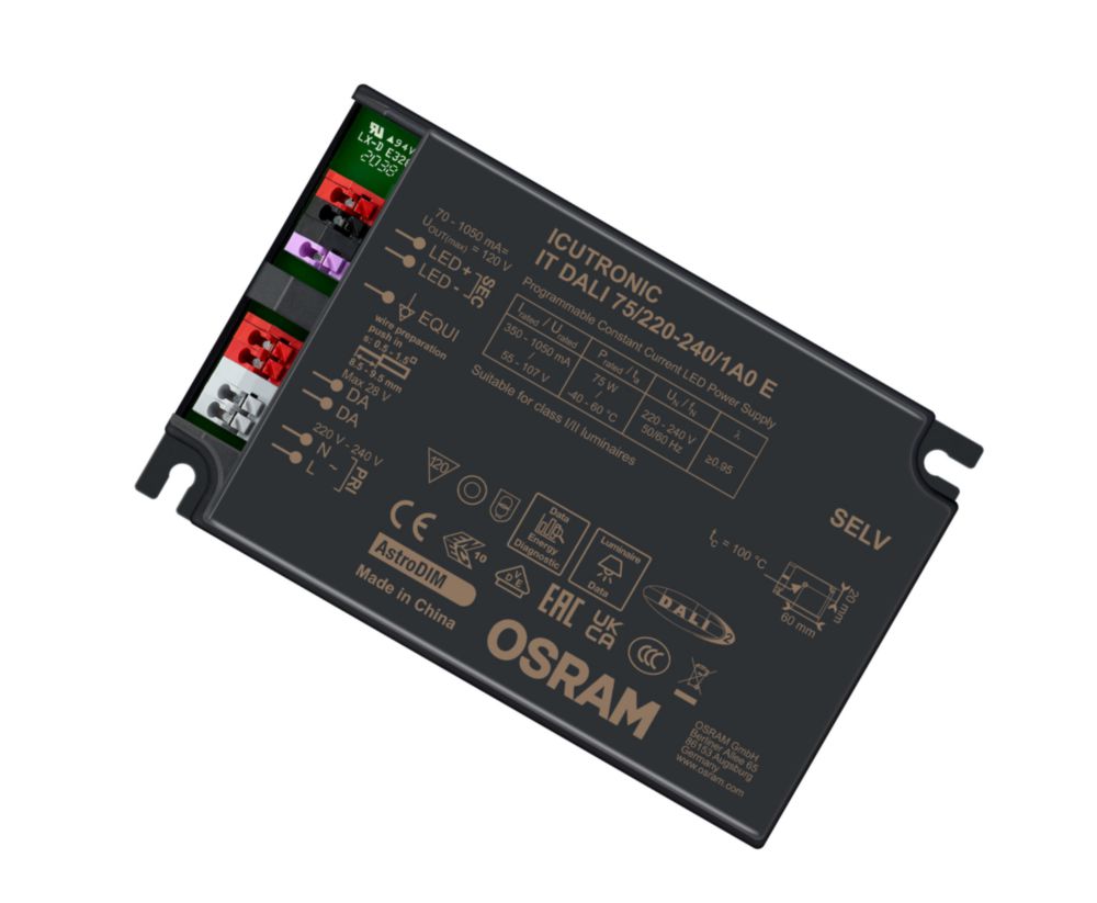 Osram IT DALI 75/220-240/1A0 E, 107V, 55 V Output, 75 W Output, 1050mA, 350 mA AstroDIM / DALI-2