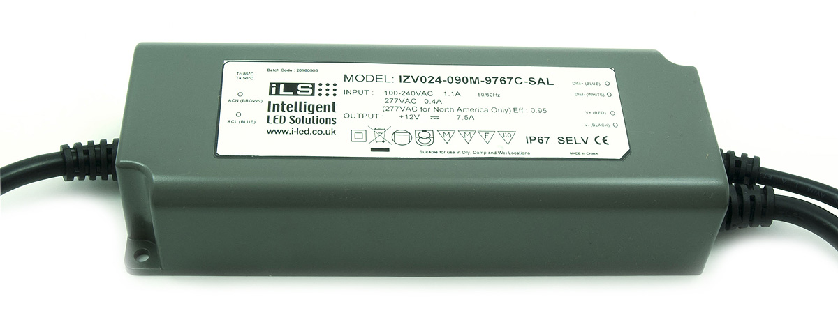 Intelligent LED Solutions LED Driver, 24V Output, 90 W Output, 3.75A 0 to 10 V PWM Resistance