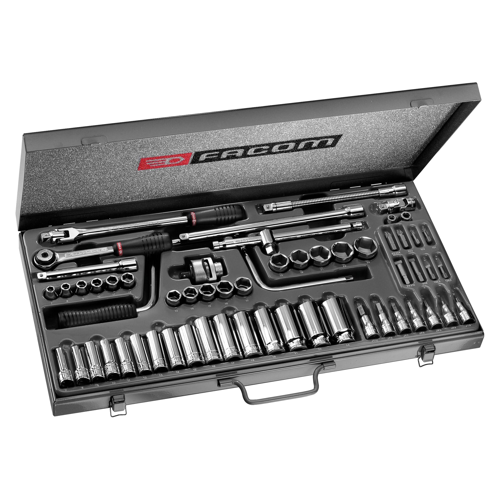 Facom 57-Piece 3/8 in 12 Point, 6 Point, Screwdriver bit Socket Set