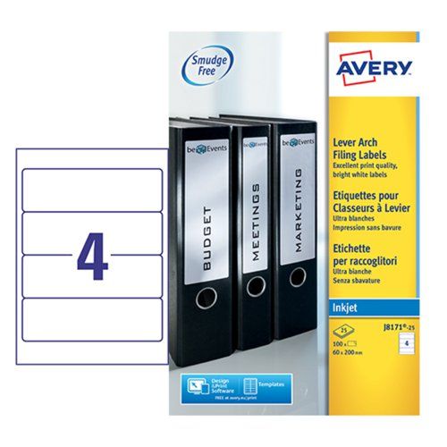 Avery White Adhesive High Visibility Label Sheet, Pack of 100 Per Pack