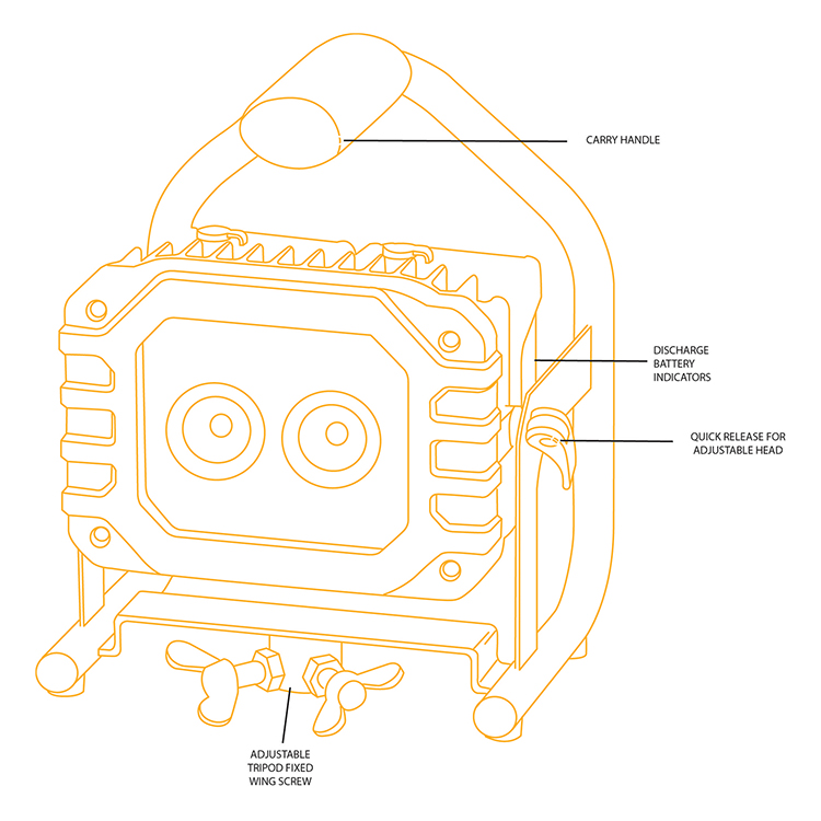 jcb-plt20-222v JCB Rechargeable LED Industrial Site Light Work Light, 2000 lm, 100V, 240 V, IP65