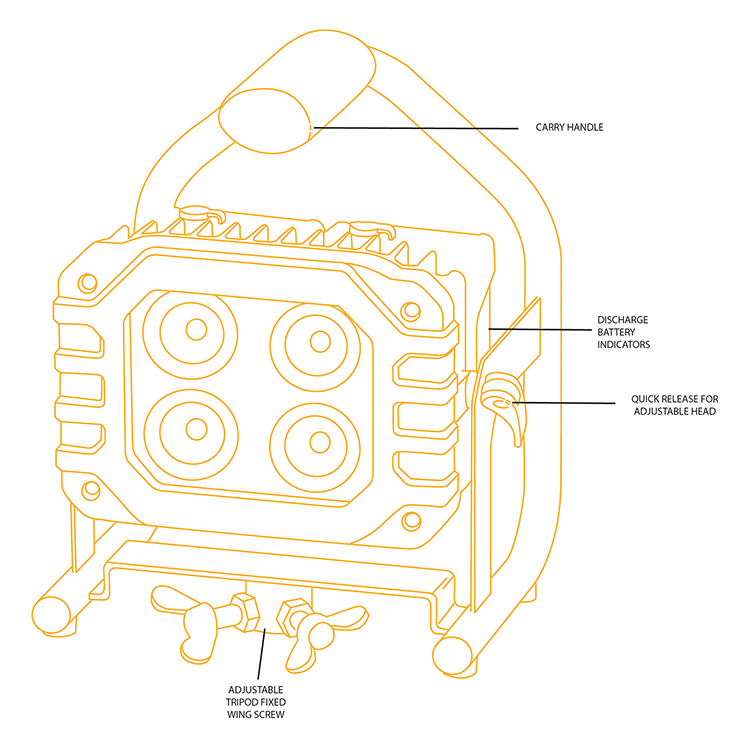 jcb-plt40-222v JCB Rechargeable LED Industrial Site Light Work Light, 4000 lm, 100V, 240 V, IP65