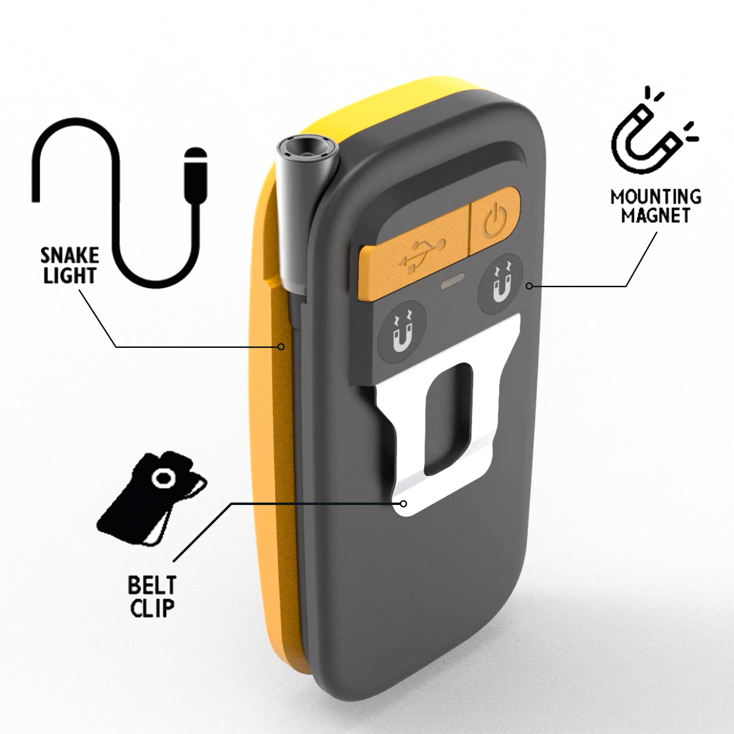jcb-wl-flextra JCB Rechargeable LED Inspection Work Light, 300 lm, USB Type C Plug, IP65