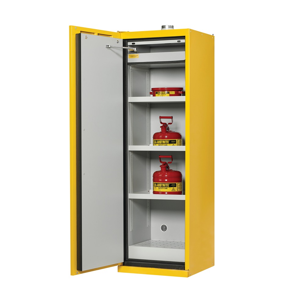 Justrite Yellow Galvanised Steel Lockable 2 Door Flammable Cabinet, 2070 mm x 600mm x 600 mm
