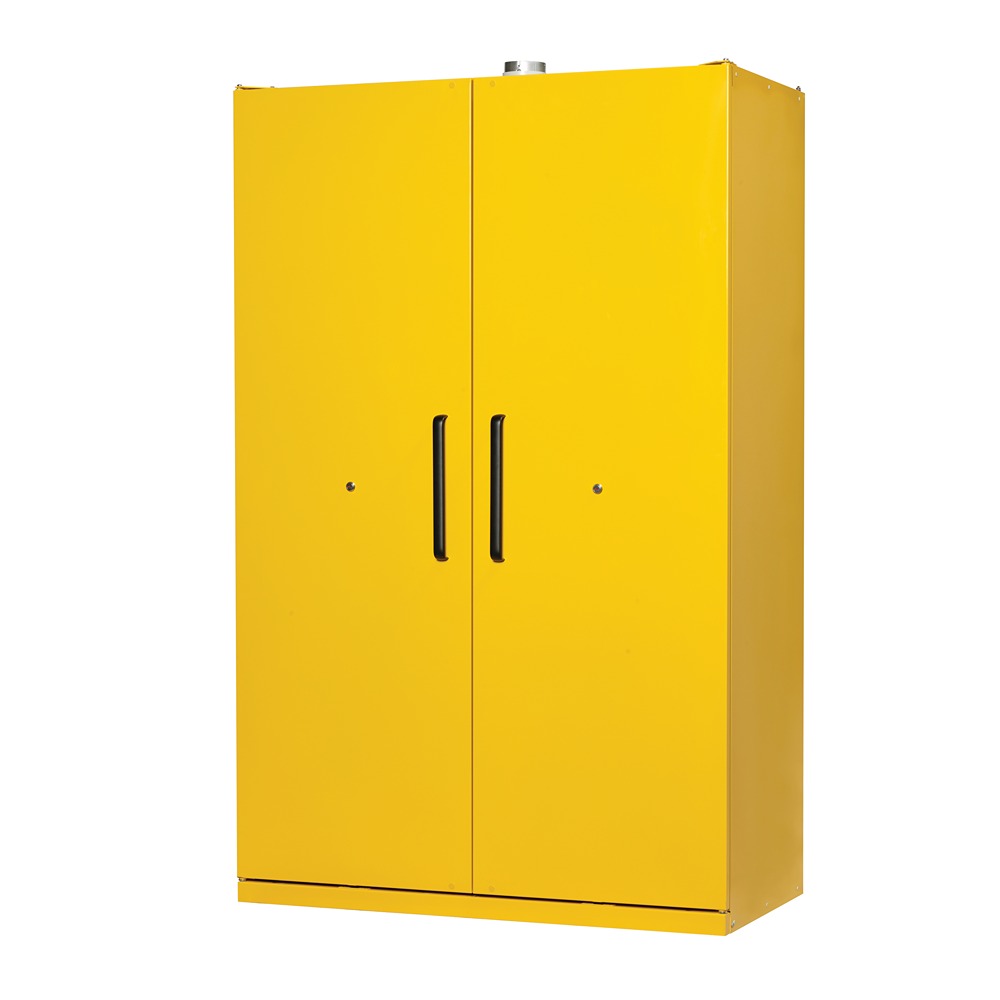 Justrite Yellow Galvanised Steel Lockable 2 Door Flammable Cabinet, 2070 mm x 1200mm x 600 mm