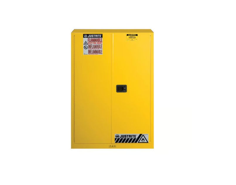 Justrite Yellow Steel Lockable 2 Door Flammable Cabinet, 1651 mm x 1092mm x 457 mm