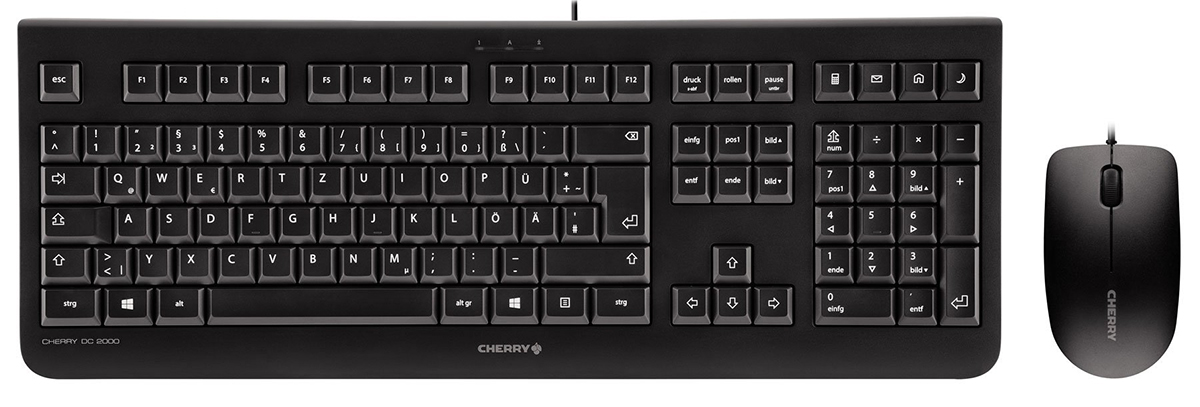 Cherry DC 2000 Wired Standard Keyboard & Mouse Set, QWERTY, Black