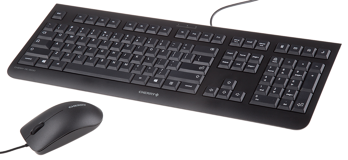 Cherry DC 2000 Wired Standard Keyboard & Mouse Set, QWERTY (US), Black