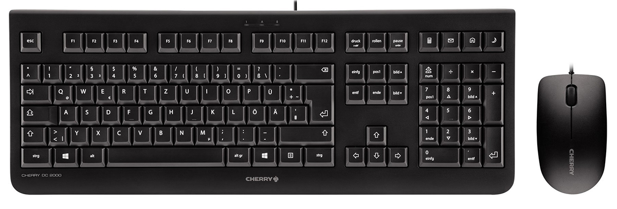 Cherry DC 2000 Wired Standard Keyboard & Mouse Set, AZERTY, Black