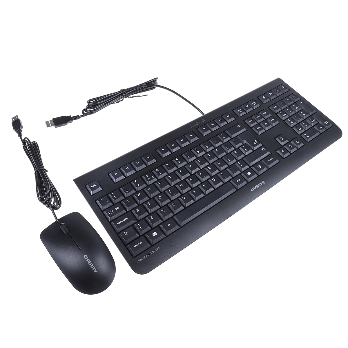 Cherry DC 2000 Wired Standard Keyboard & Mouse Set, QWERTY (UK), Black