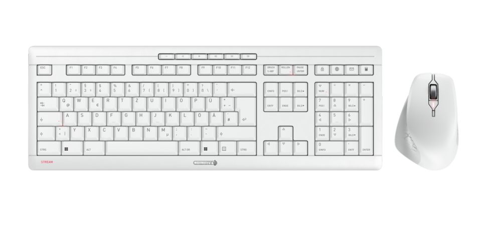 Cherry JD-8550DE-0 Wireless Ergonomic Keyboard & Mouse Set, QWERTY, White