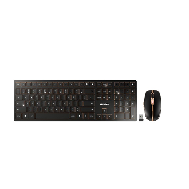 Cherry CHERRY DW 9100 SLIM Wireless Ergonomic Keyboard & Mouse Set, QWERTY (EU), Black