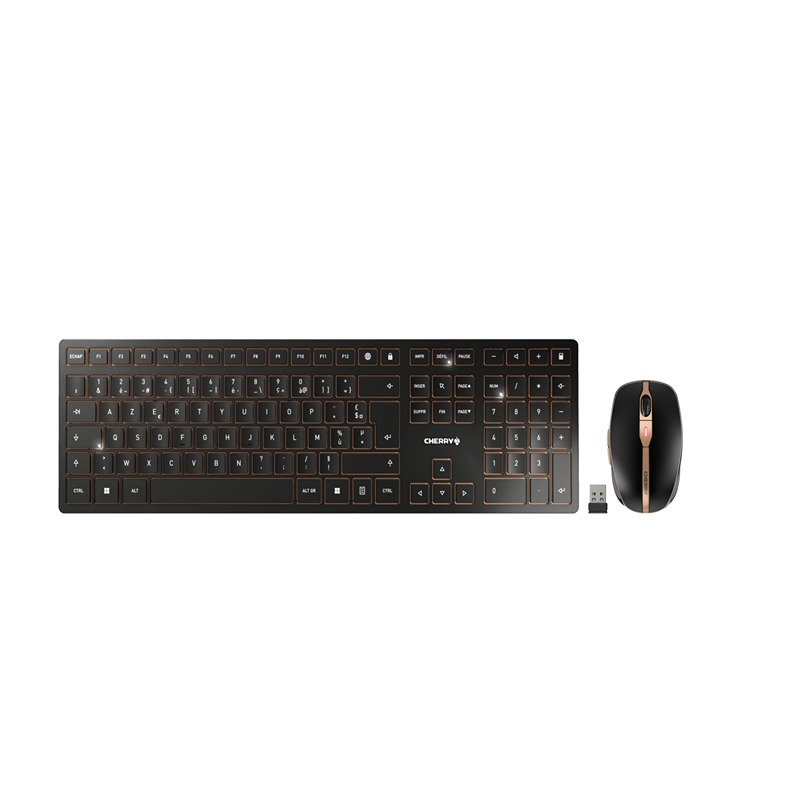 Cherry CHERRY DW 9100 SLIM Wireless Ergonomic Keyboard & Mouse Set, AZERTY (France), Black