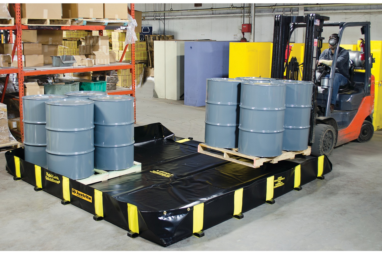jen28512bl Justrite Spill Control Spill Containment for Drums Polyvinyl Chloride 662 L for Chemical