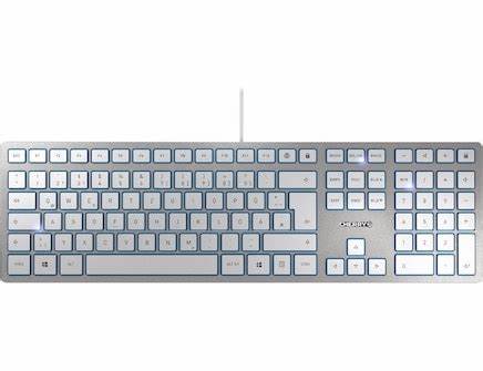 Cherry KC 6000 SLIM Wired USB Standard Keyboard, QWERTY, White, Silver