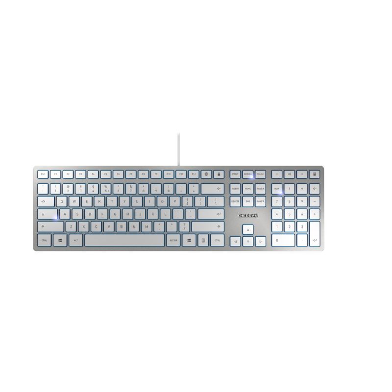 Cherry KC 6000 SLIM Wired USB Cherry Kc 6000 Slim For Mac Keyboard, QWERTY (UK), Silver, White