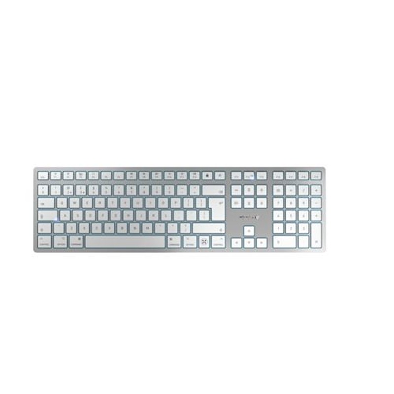 Cherry CHERRY KW 9100 SLIM Wireless USB, Wireless Mac Keyboard, AZERTY (France), White, Silver