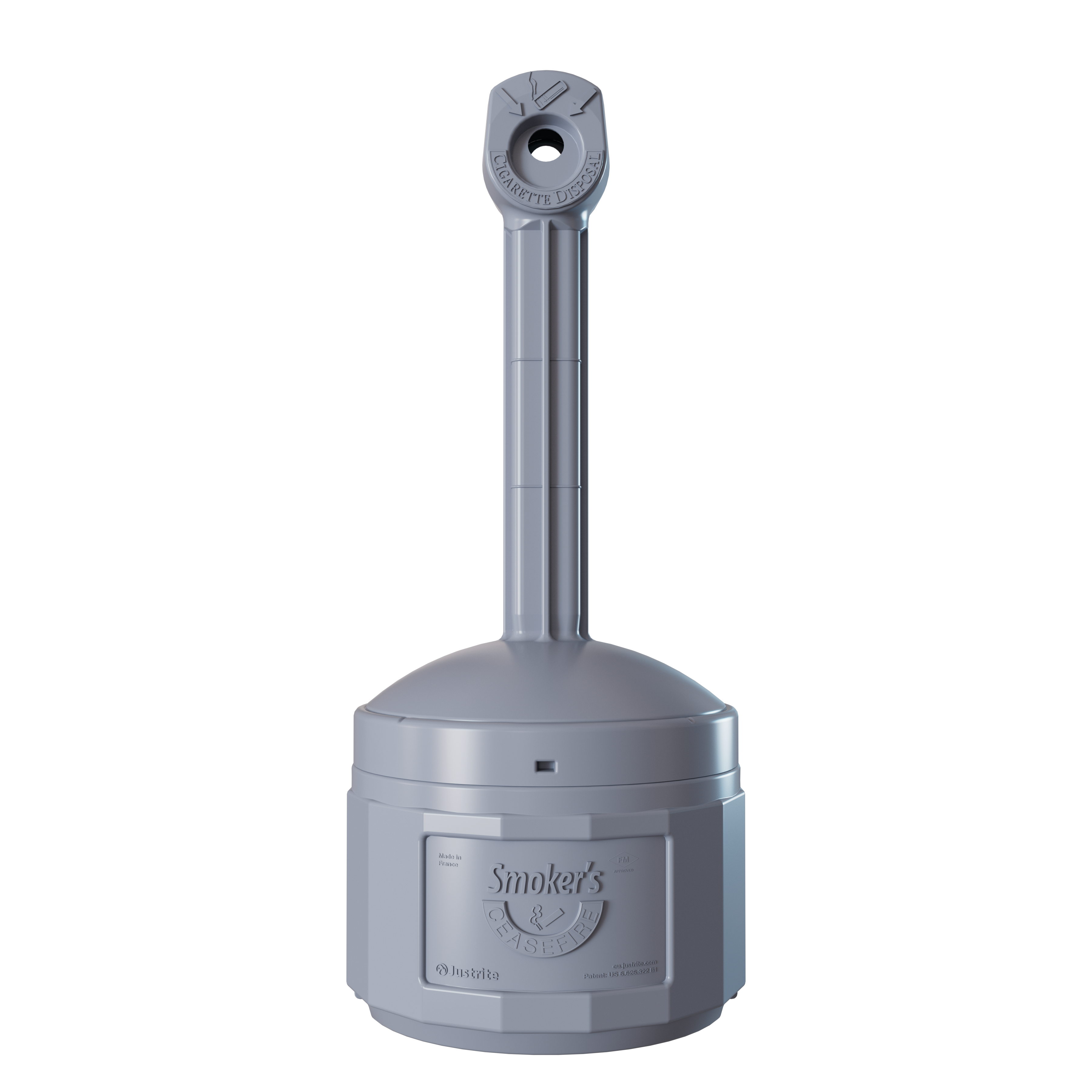 Justrite Grey Polyethylene Standing Outdoor AshTray, 419 mm x 978 mm x 419mm