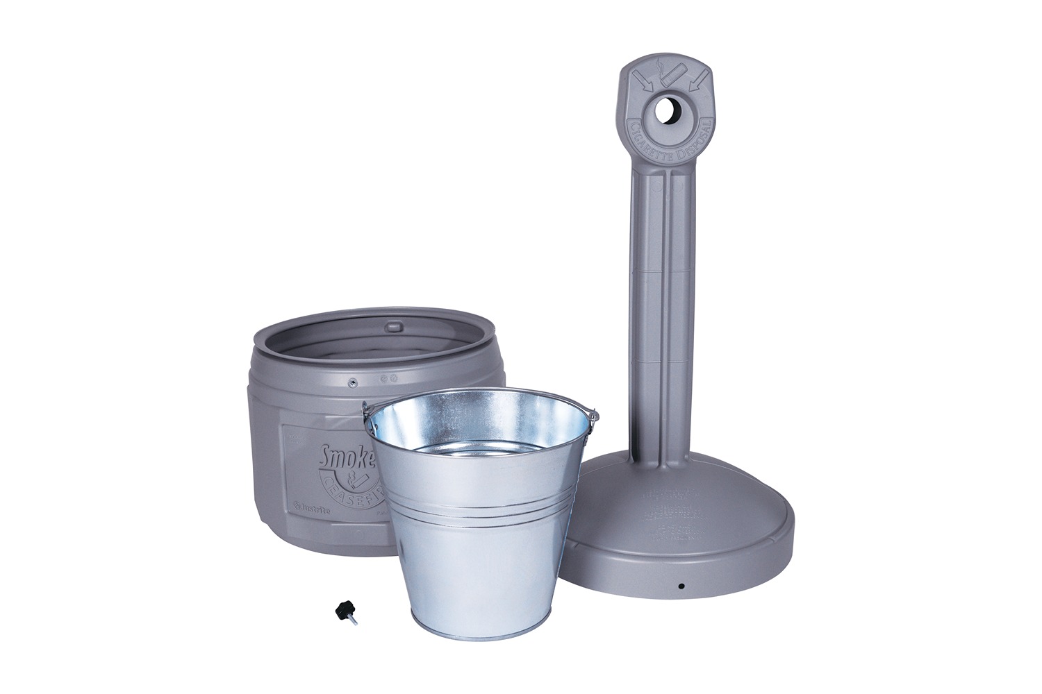 jsm26800sn Justrite Grey Polyethylene Standing Outdoor AshTray, 419 mm x 978 mm x 419mm