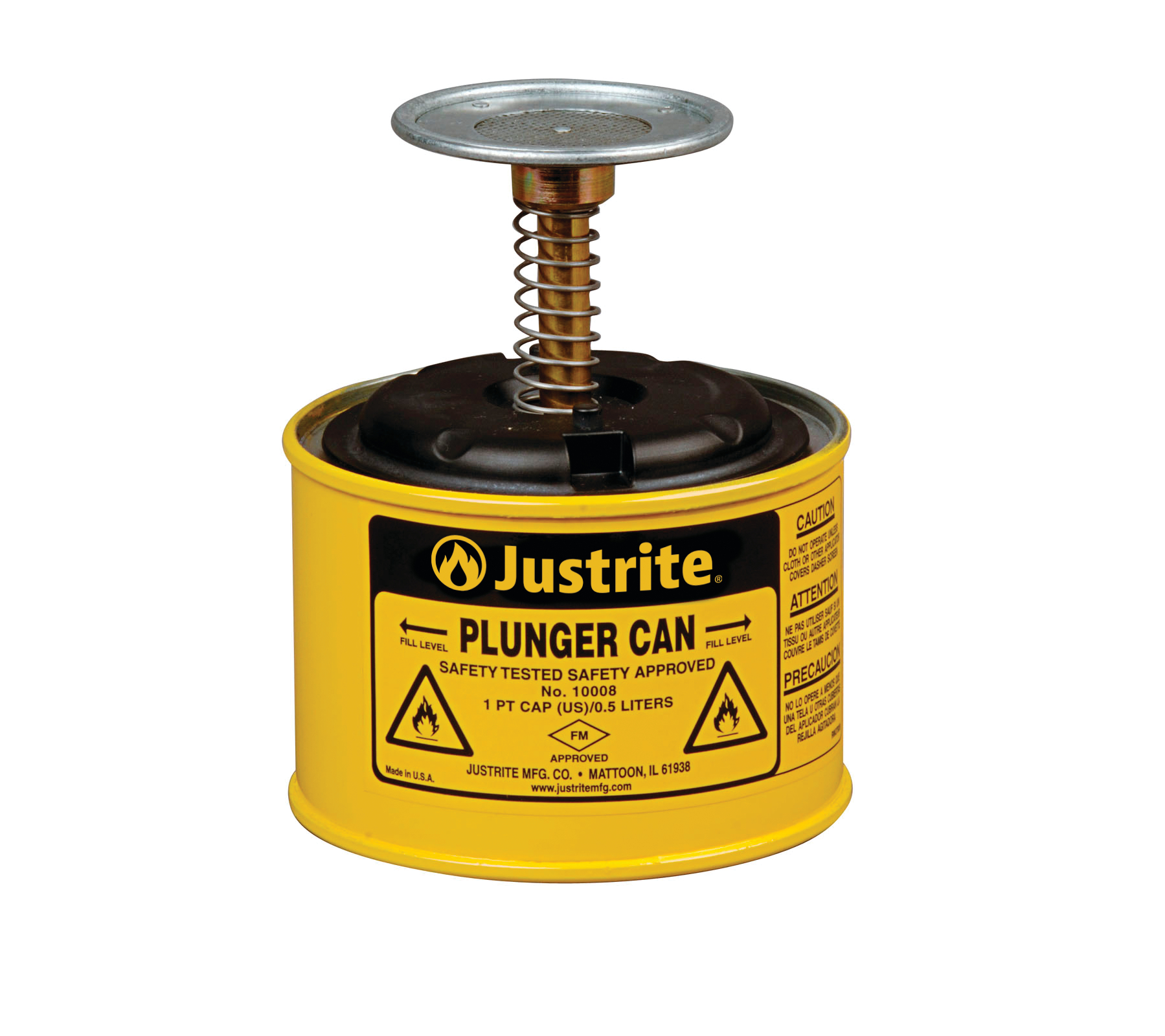 Justrite Galvanised Steel Safety Can, 0.5L