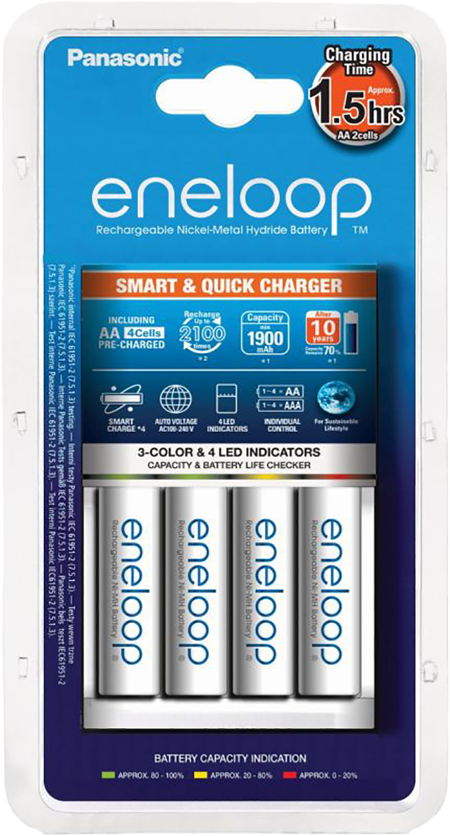 Eneloop BQ-CC55 Battery Charger For, NiMH 3.2 A, AA with EU plug, 4 Nickel-Metal Hydride Battery