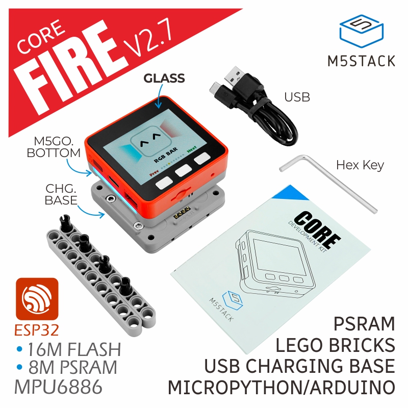 k007-v27 M5Stack K007-V27 Development Kit for use with Stacking Modules And Sensors