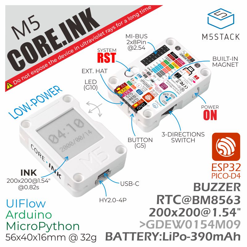 k048 M5Stack CoreInk 32 Bit MCU Development Kit K048