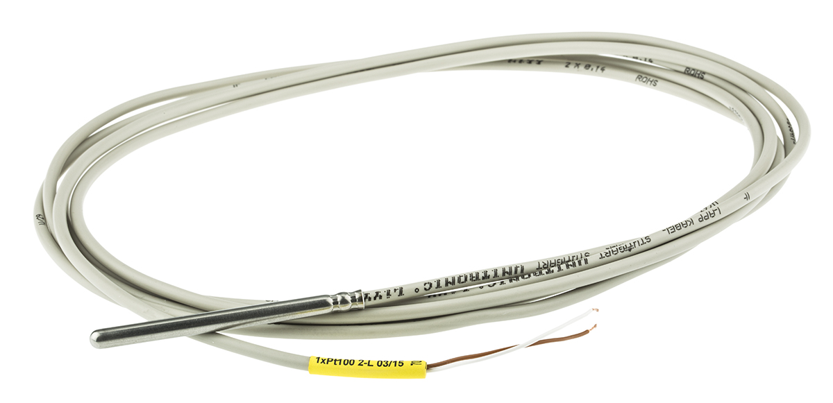 Electrotherm PT100 RTD Sensor 4.5 mm Dia, 60 mm Long, 2 Wire, F0.3 70 °C Max