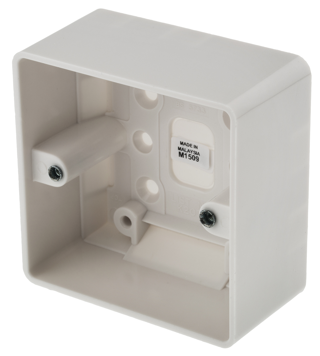 MK Electric Logic Plus White Gloss High Grade Thermoset Back Box, BS, IP20, Surface, Flush Mount, 1 Gangs 87 mm 87mm 40