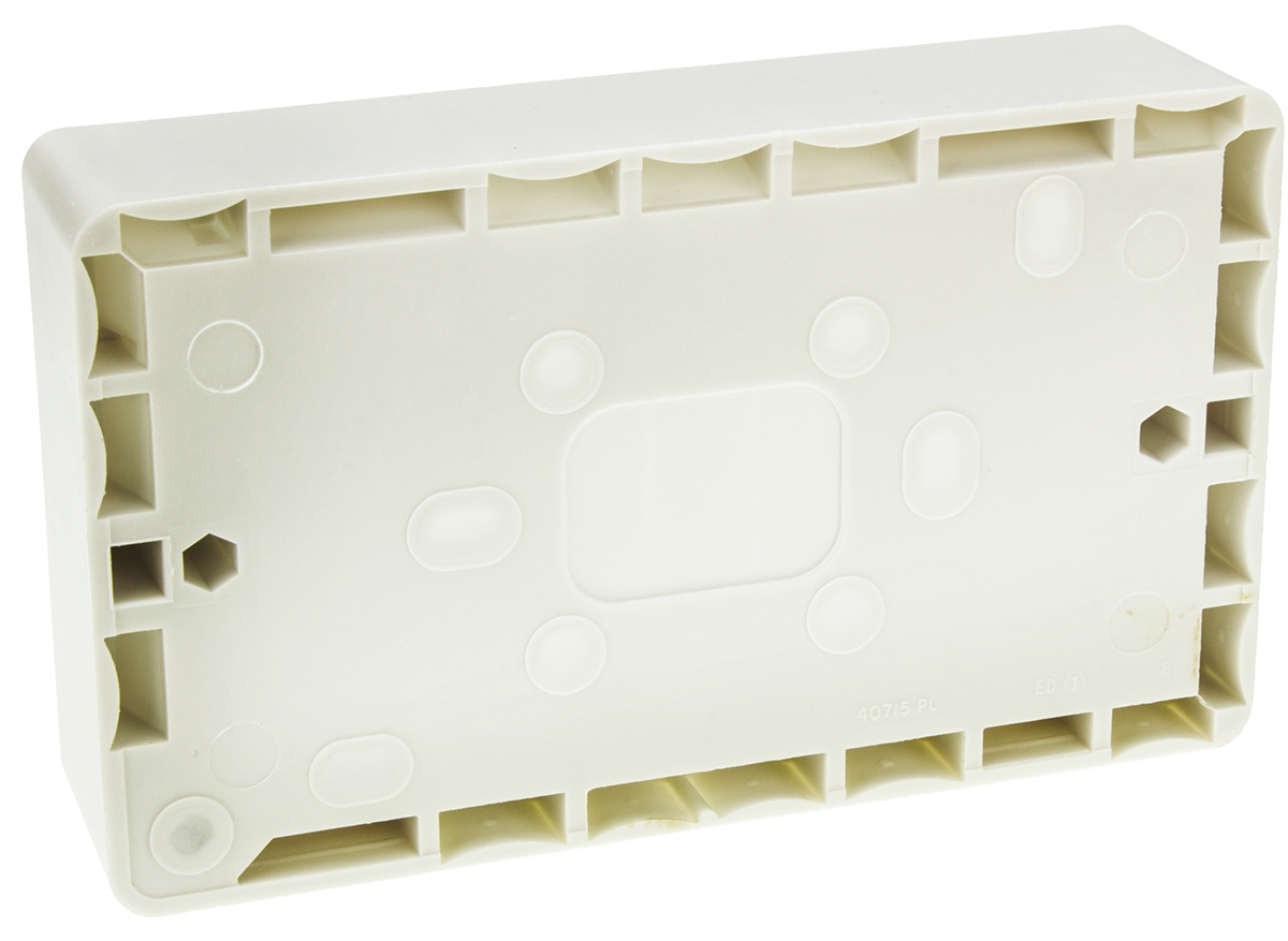 k2142-whi MK Electric Logic Plus White Gloss Urea Moulded, High Grade Thermoset Back Box, BS, IP20, Surface, Flush Mount, 2 Gangs