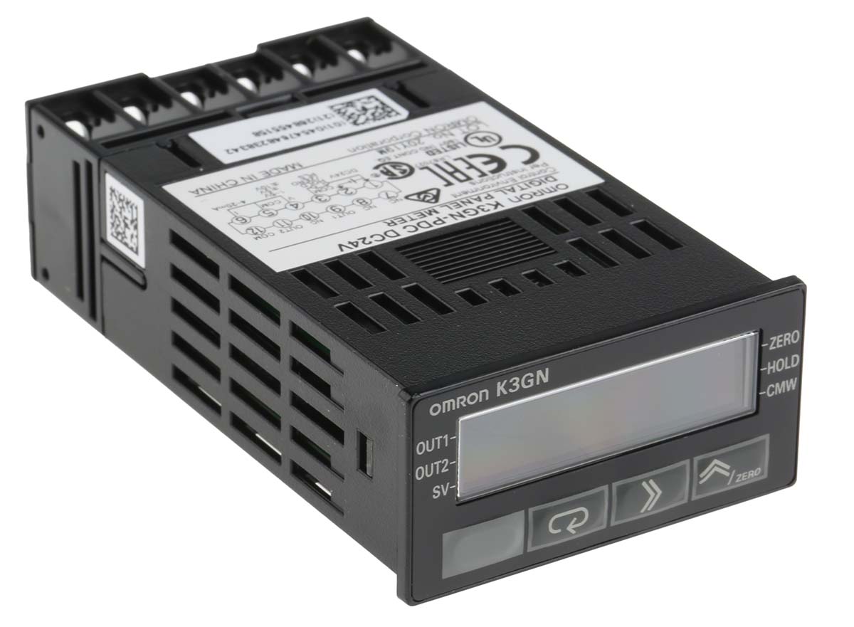 k3gn-pdc-24vdc Omron K3GN 7 Segment LCD Digital Panel Multifunction Meter for Pulse, Current, Voltage,  22.2 mm  x 45 mm
