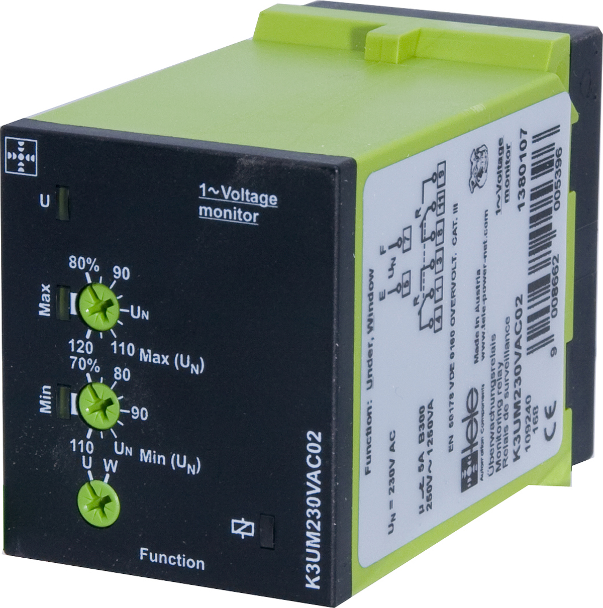 Tele Monitoring Relay, DPDT, DIN Rail, 400V ac