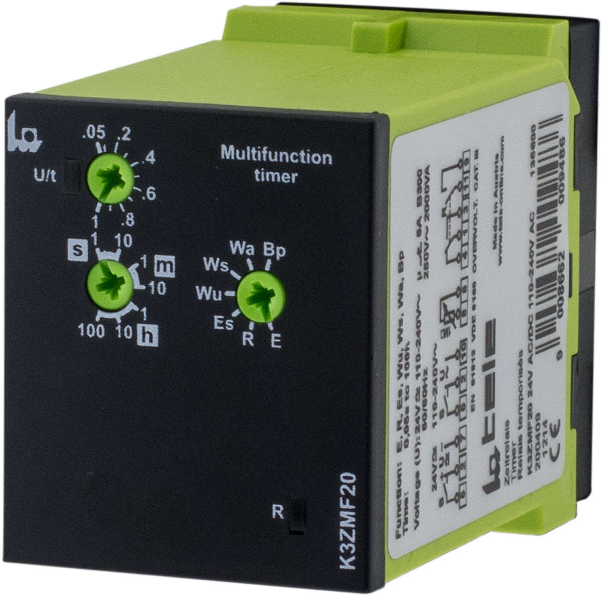 Tele Kappa Series Screw Timer Relay, 11-Contact, 24 V dc 24V, 50 ms to 100 h, 7-Function