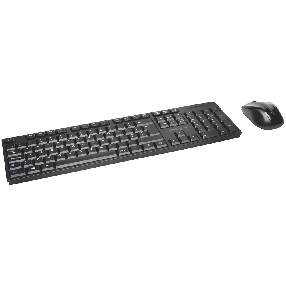 Kensington K75230UK Wireless Standard Keyboard & Mouse Set, QWERTY, Black